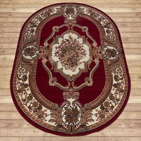 Российский овальный бордовый ковер лайла де люкс 15418